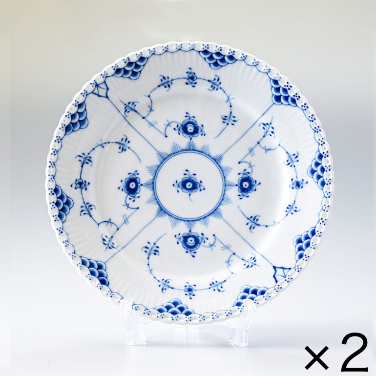 2個セット ロイヤルコペンハーゲン ブルーフルーテッド フルレース プレート エクストラフラット 19cm 1103620 1017238 北欧食器 洋食器 ROYAL COPENHAGEN【スペシャルラッピング660円(別売り)】