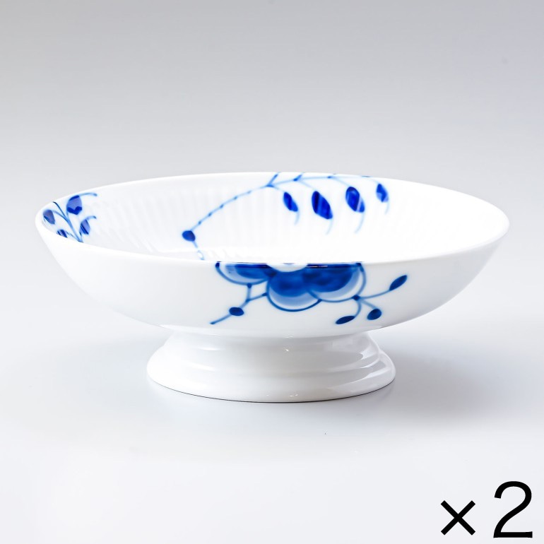 2個セット ロイヤルコペンハーゲン ブルーフルーテッド メガ プレート ケーキディッシュ 足つき 17.5cm 2381427 1026444 北欧食器 洋食器 ROYAL COPENHAGEN【スペシャルラッピング660円(別売り)】