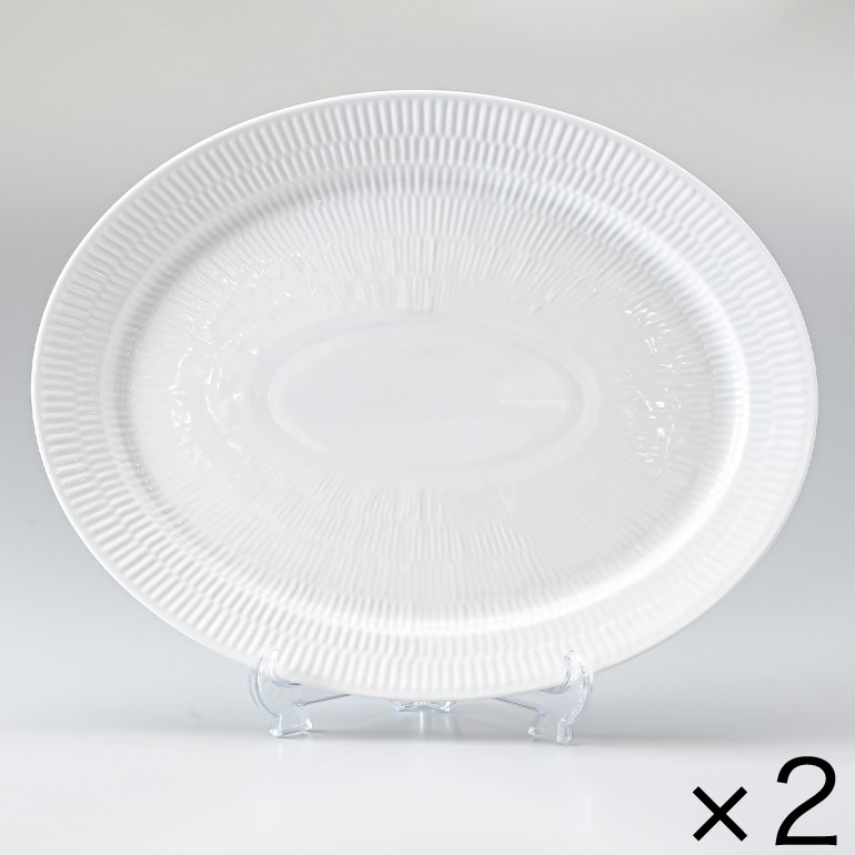 2個セット ロイヤルコペンハーゲン ホワイトフルーテッド プレート オーバル ディッシュ 33.5cm×27cm 2408633 日本未発売 1017406 北欧食器 洋食器 ROYAL COPENHAGEN【スペシャルラッピング660円(別売り)】