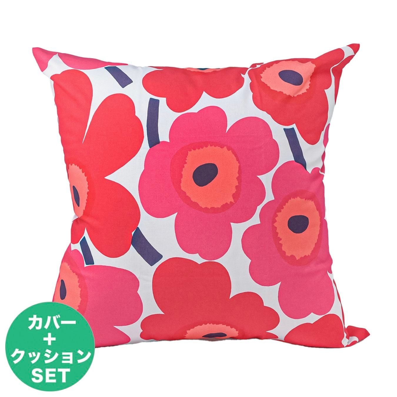 マリメッコ marimekko クッションカバー ヌードクッション セット 50×50cm Pieni Unikko ウニッコ レッド×ホワイト 064163 001