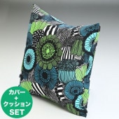 マリメッコ marimekko クッションカバー ヌードクッション セット 50×50cm Pieni Siirtolapuutarha シイルトラプータルハ グリーン×ブラック 068371 160