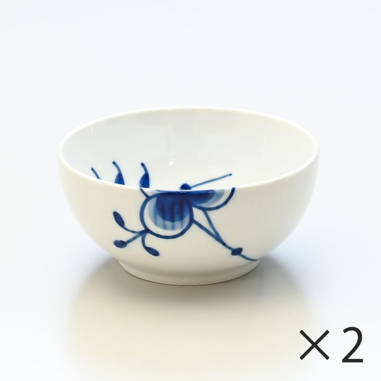ロイヤルコペンハーゲンメガフルーテッドボウル花柄の陶器2個