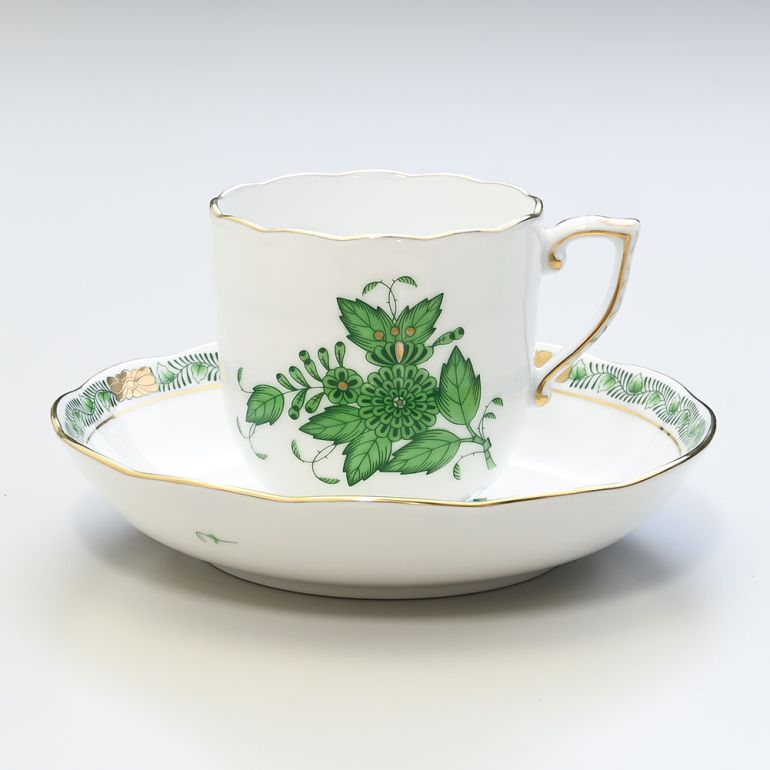 ヘレンド モカカップ&ソーサー アポニーグリーン 洋食器 150ml 手描き 兼用カップ（ティー・コーヒー） 707000 AV 【00707000-AV】 カップアンドソーサー 【スペシャルラッピング660円(別売り)】