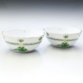 ヘレンド ファンシーディッシュ ペア 2個セット アポニーグリーン