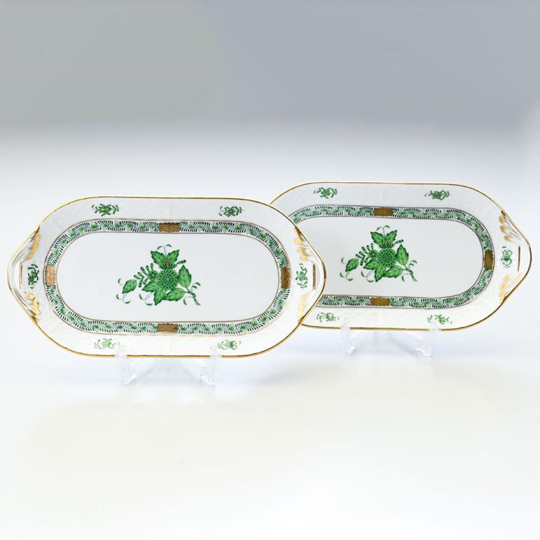 ヘレンド サービストレイ ペア 2個セット アポニーグリーン プレート 洋食器 23cm 437000 AV 【00437000-AV】【スペシャルラッピング660円(別売り)】