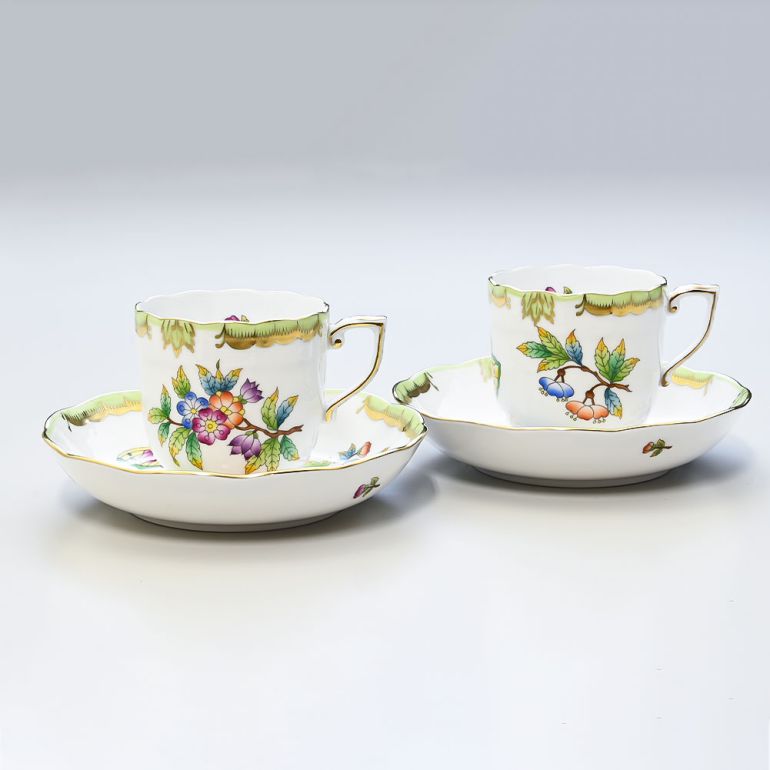 ヘレンド モカカップ&ソーサー ペア 2個セット ヴィクトリアブーケ 洋食器 150ml 手描き 兼用カップ（ティー・コーヒー) 707000 VBO 【00707000-VBO】 カップアンドソーサー 【スペシャルラッピング660円(別売り)】