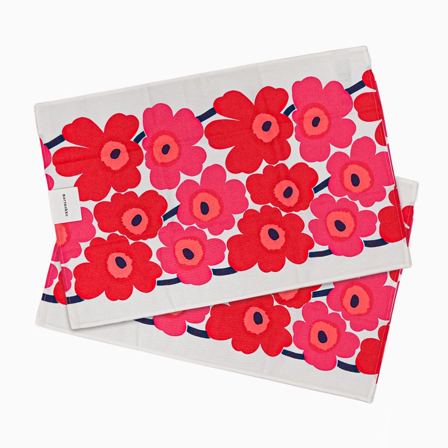 マリメッコ ティータオル キッチンタオル 2枚セット 70×47cm Unikko ウニッコ ホワイト×レッド×ブラック 070683 001 北欧雑貨 北欧デザイン ネコポス限定 送料無料