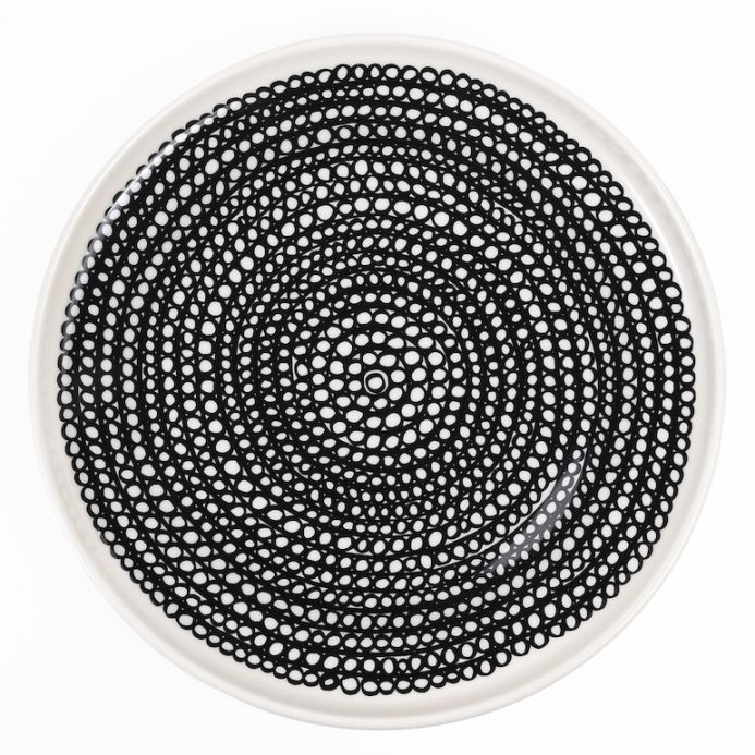 【名入れ可有料】マリメッコ marimekko プレート 20ｃm Siirtolapuutarha シイルトラプータルハ ドット柄×ブラック×ホワイト 食器 皿 063303 199 北欧食器 洋食器【スペシャルラッピング660円(別売り)】