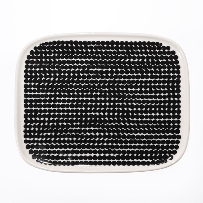 【名入れ可有料】マリメッコ marimekko プレート スクエア 15cm×12ｃm Rasymatto ラシィマット ブラック×ホワイト 食器 皿 067844 190 北欧食器 洋食器【スペシャルラッピング660円(別売り)】