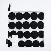 マリメッコ marimekko ポットホルダー 鍋敷き Rasymatto ラシィマット ブラック×ホワイト×ドット柄 070691 190  刺しゅう可有料 北欧雑貨 北欧デザイン クロネコゆうパケ