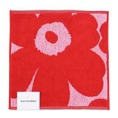 マリメッコ marimekko タオル ハンドタオル ミニタオル ハンカチ 30cm×30cm UNIKKO ウニッコ ピンク×レッド 071203 331 (073658 331) 名入れ 刺しゅう