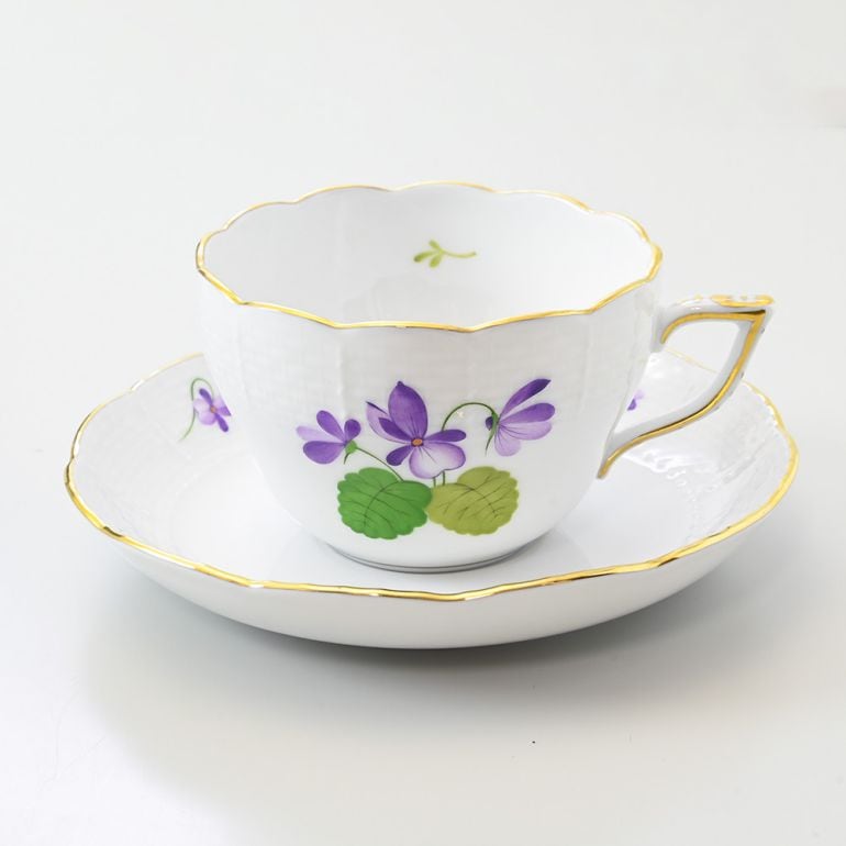 ヘレンド HEREND ティーカップ&ソーサー VIOLETシリーズ 洋食器 200ml 手描き 730000 VIOLET 00730000-VIOLET カップアンドソーサー 【スペシャルラッピング660円(別売り)】