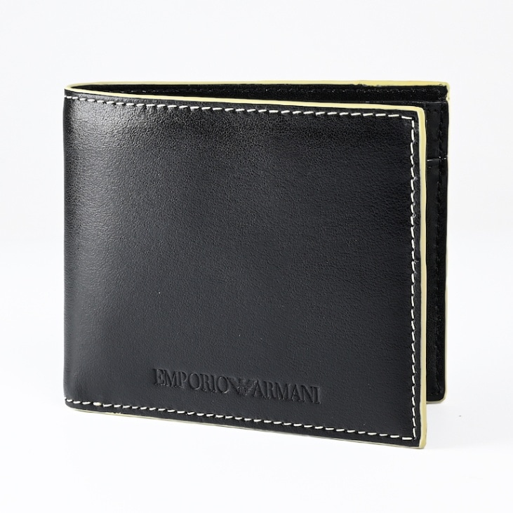 エンポリオ アルマーニ EMPORIO ARMANI 二つ折り財布 メンズ ファイングレインカウレザーブラック ブラック Y4R167 Y109E 86474 名入れ可有料 箔押し 【スペシャルラッピング660円(別売り)】
