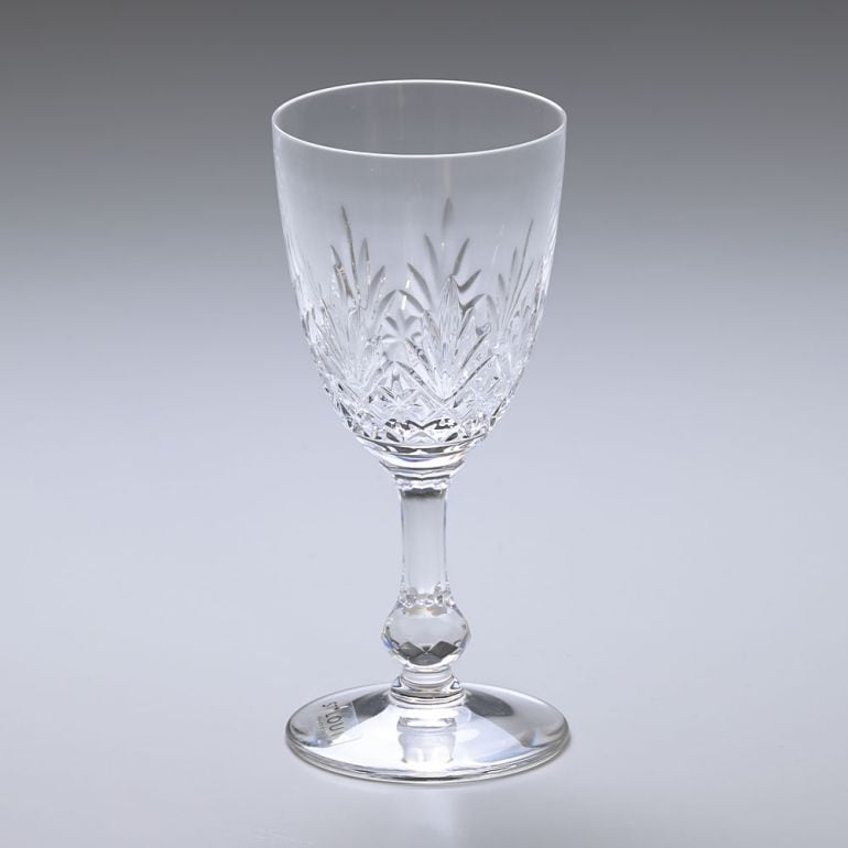 N598 SAINT LOUIS サンルイ クリスタル 青被せ カット 大型 ベース