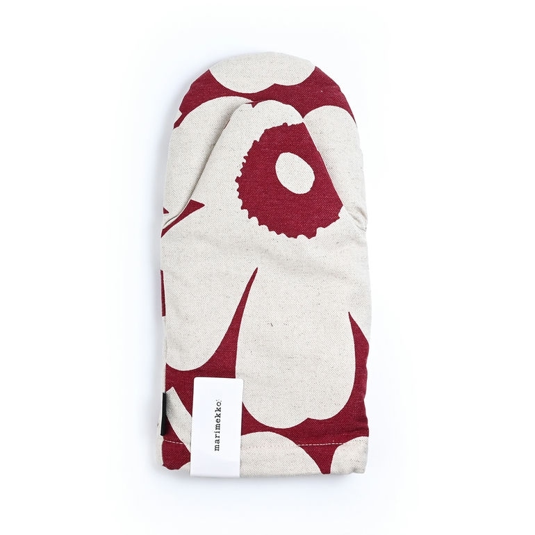 マリメッコ marimekko ミトン Pieni Unikko ウニッコ 鍋つかみ ボルドー×オフホワイト 070474 835 名入れ 刺しゅう可有料 北欧雑貨 北欧デザイン クロネコゆうパケット限定 送料無料
