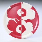 マリメッコ marimekko トレイ お盆 丸盆 31cm Pieni Unikko ウニッコ オフホワイト×レッド 071077 833 北欧食器 洋食器