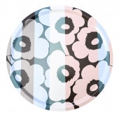 マリメッコ marimekko トレイ お盆 丸盆 46cm Unikko ウニッコ ダスティローズ×ライトスカイ×ホワイト 071553 153 北欧食器 洋食器