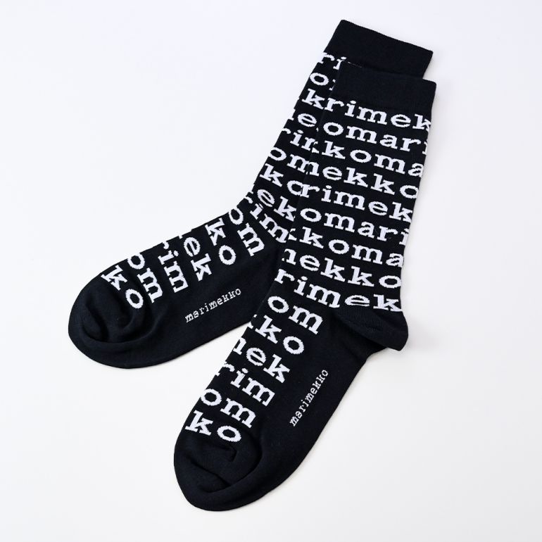 マリメッコ marimekko レディース ソックス 靴下 くつ下 花柄 サッラ ロゴ SALLA LOGO ブラック×ホワイト 全2サイズ 090598 901 北欧雑貨 北欧デザイン【スペシャルラッピング660円(別売り)】