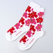 マリメッコ marimekko レディース ソックス 靴下 くつ下 花柄 ウニッコ ヒエタ UNIKKO HIETA ホワイト×レッド×ブラック 全2サイズ 039859 013 北欧雑貨 北欧デザイ