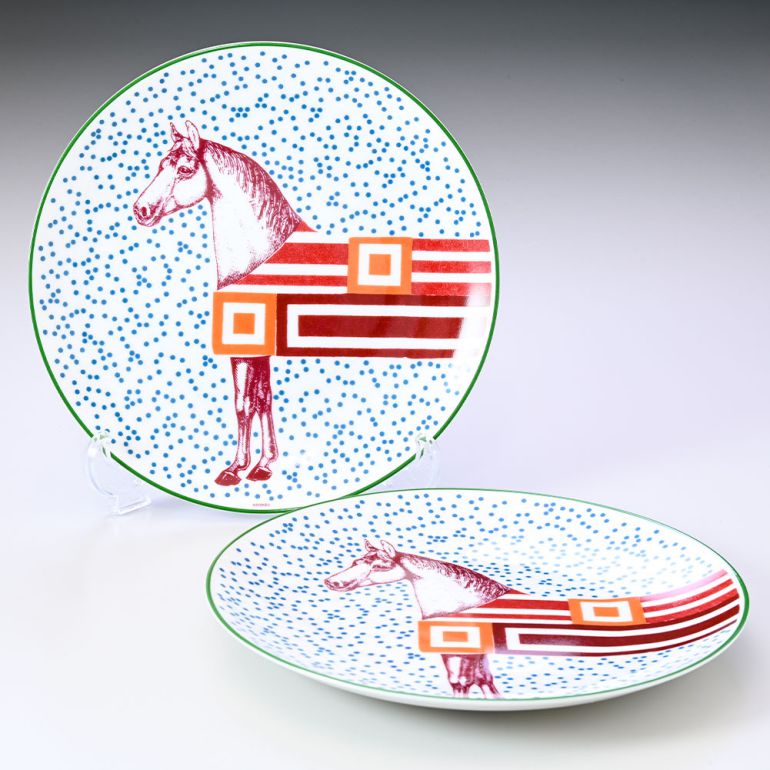 エルメス HERMES デザートプレート ペア 21cm イポモビル HIPPOMOBILE 048007P2 中皿 洋食器  【スペシャルラッピング660円(別売り)】