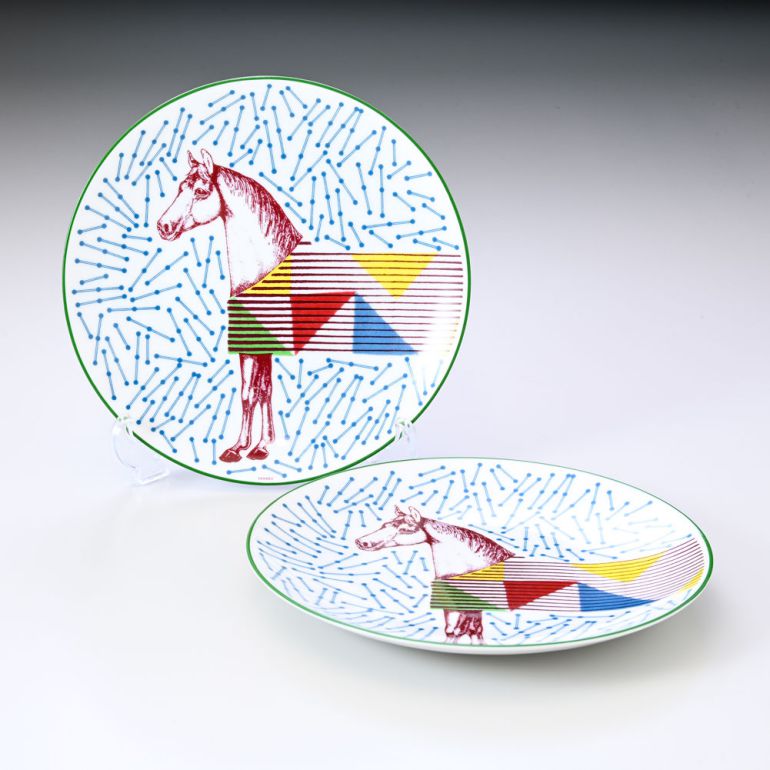 エルメス HERMES デザートプレート ペア 21cm イポモビル HIPPOMOBILE 048307P2 中皿 洋食器  【スペシャルラッピング660円(別売り)】