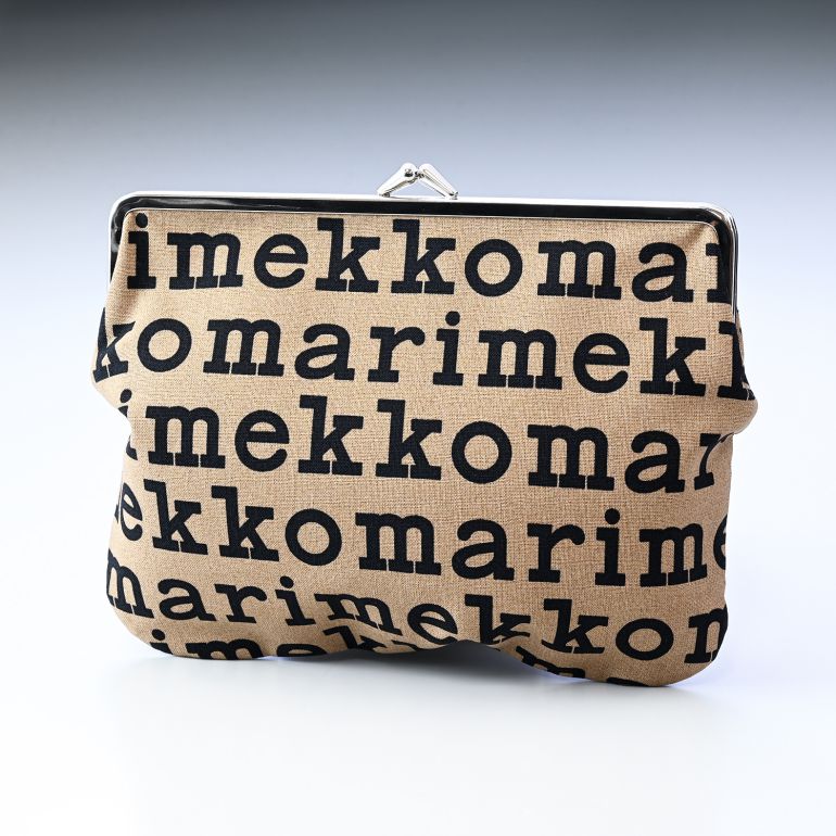 マリメッコ marimekko ポーチ 小物入れ ペンケース がま口 Silmalasi Kukkaro Pieni Logo ブラック×ブラウン 091166 890 名入れ 刺しゅう可有料 北欧雑貨 北欧デザイン