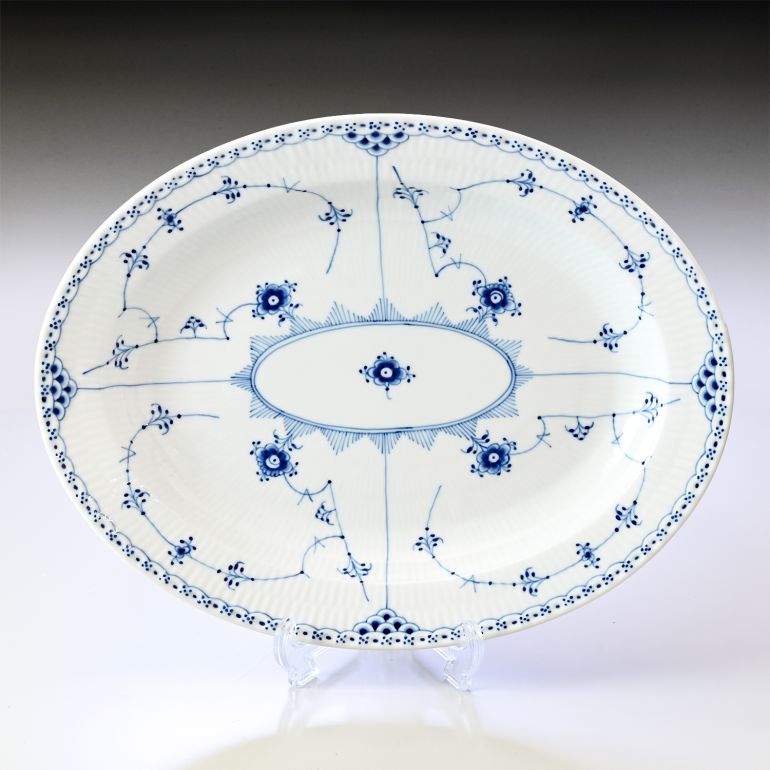 ロイヤルコペンハーゲン ブルーフルーテッド ハーフレース オーバルディッシュ 36.5cm  1102375(1017212) 北欧食器 洋食器 ROYAL COPENHAGEN【スペシャルラッピング660円(別売り)】