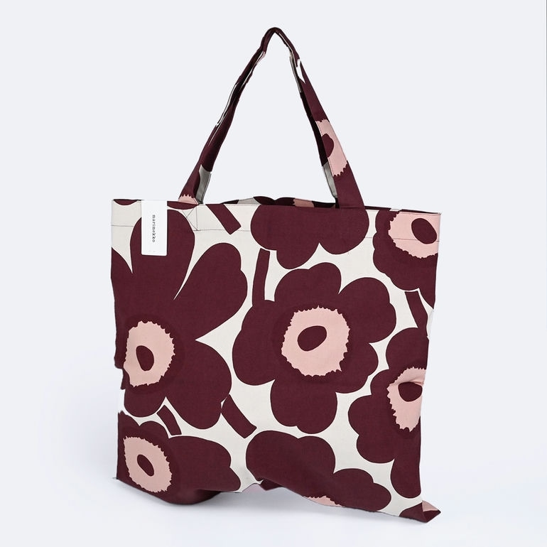 マリメッコ marimekko トートバッグ レディース A4サイズ ファブリック Pieni Unikko ピエニ ウニッコ バーガンディ×コットン 071130 832 名入れ 刺しゅう可有料 北欧雑貨 北欧デザイン【スペシャルラッピング660円(別売り)】