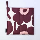 マリメッコ marimekko ポットホルダー 鍋敷き Pieni UNIKKO ウニッコ バーガンディ×コットン 071765 832 刺しゅう可有料 北欧雑貨 北欧デザイン クロネコゆうパケット限