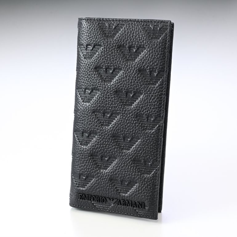 エンポリオ アルマーニ EMPORIO ARMANI 長財布 メンズ バーティカルウォレット オールオーバーエンボスイーグル ブラック YEM474 Y142V 81072 名入れ可有料 【スペシャルラッピング660円(別売り)】