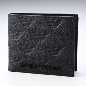 エンポリオ アルマーニ EMPORIO ARMANI 二つ折り財布 メンズ オールオーバーエンボスイーグル ブラック YEM122 Y142V 81072 名入れ可有料 箔押し 【スペシャルラッピングB対応(別売り)】