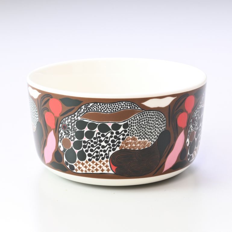 【名入れ可有料】マリメッコ marimekko ボウル 12.5cm 500ml 深鉢 Rusakko ルサッコ ブラウン×レッド 072028 186 北欧食器 洋食器【スペシャルラッピング660円(別売り)】