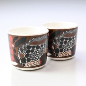 【名入れ可有料】マリメッコ marimekko ラテマグ ペア 2個セット Rusakko ルサッコ コーヒーカップ スモール ブラウン×レッド 072027 186 北欧食器 洋食器【スペシャルラッ