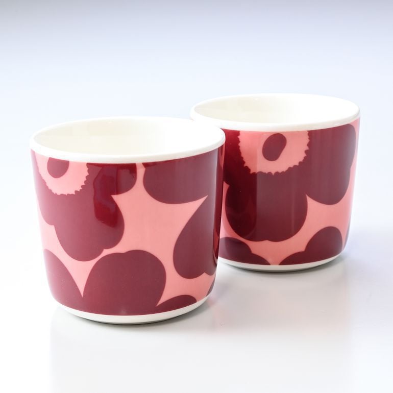 マリメッコ marimekko ラテマグ ペア 2個セット UNIKKO ウニッコ コーヒーカップ スモール ダークレッド×パウダー 072051 133 名入れ可有料 北欧食器 洋食器【スペシャルラッピングB対応(別売り)】