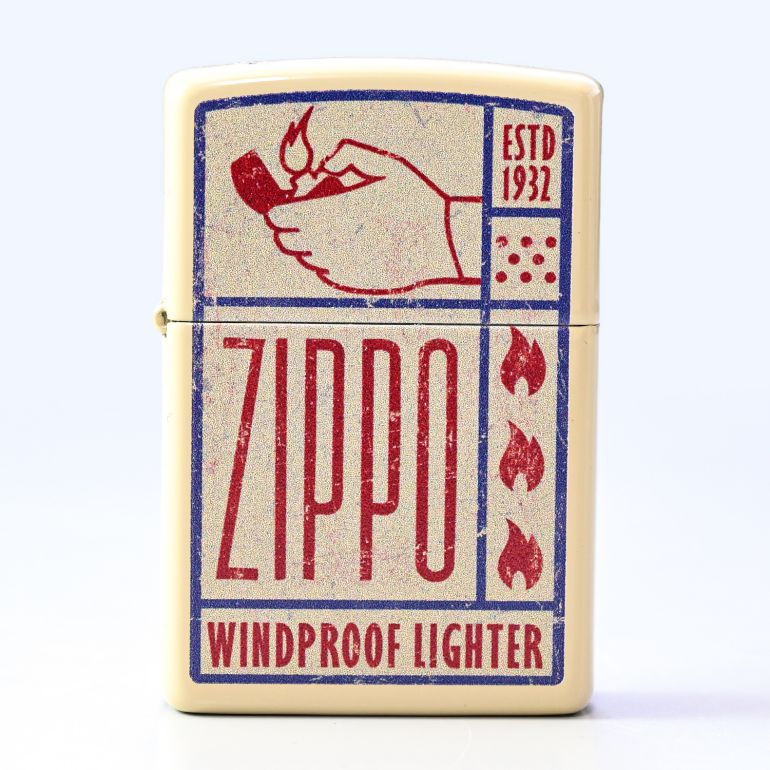 ZIPPO ジッポー ライター ジッポ Classic Advertising Design ベージュ系 48397 名入れ可有料<br>ネコポス限定