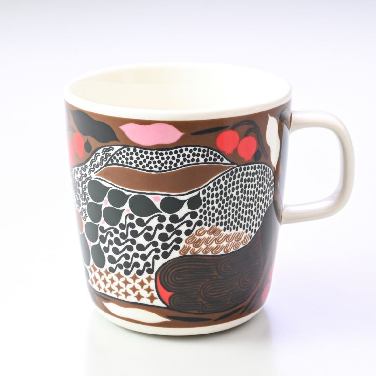 【名入れ可有料】マリメッコ marimekko マグカップ コップ 400ml Rusakko ルサッコ ブラウン×レッド 072025 186 北欧食器 洋食器【スペシャルラッピング660円(別売り)】