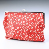 マリメッコ marimekko 小物入れ ポーチ ペンケース がま口 Puolikas Kukkaro Pieni Unikko ベージュ×レッド 091437 836 刺しゅう可有料 北欧雑貨 北欧