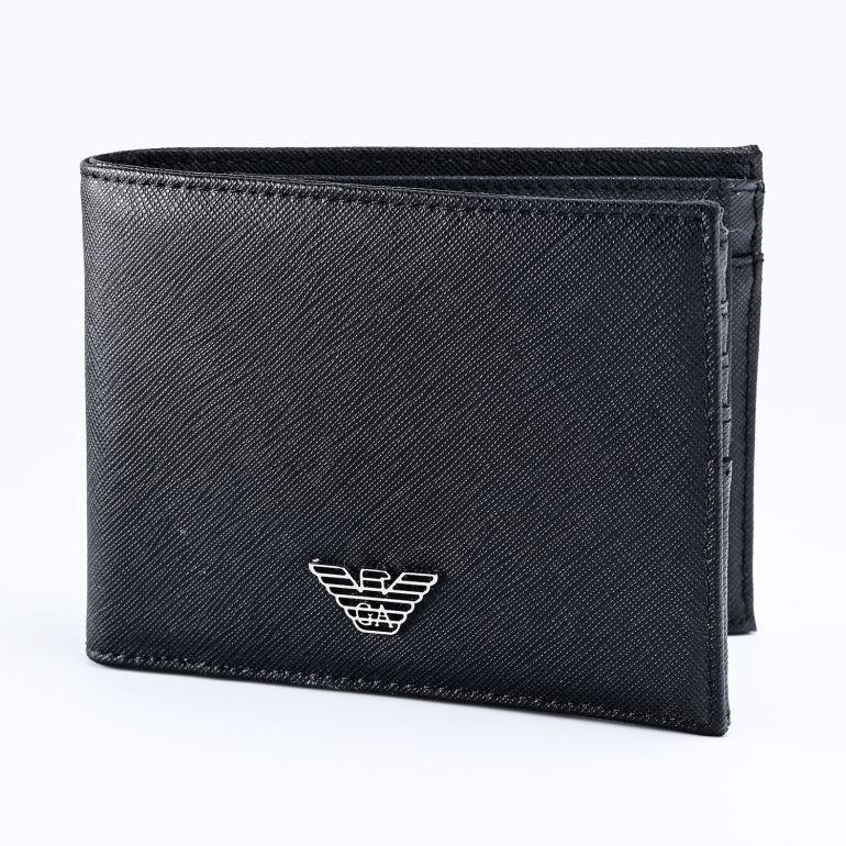 エンポリオ アルマーニ EMPORIO ARMANI 二つ折財布 メンズ ブラック Y4R165 Y138E 81072 名入れ可有料 箔押し 【スペシャルラッピング660円(別売り)】