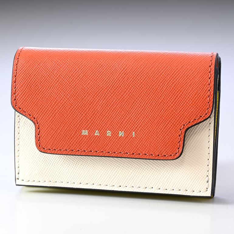 マルニ MARNI 三つ折り財布 レディース ミニウォレット スマートウォレット サフィアーノレザー ブラウン マルチカラー PFMOW02U23 LV520 Z619M 【スペシャルラッピング660円(別売り)】
