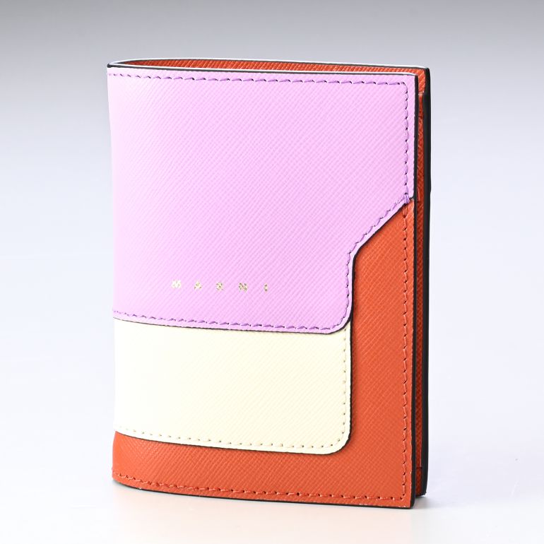 マルニ MARNI 二つ折り財布 レディース ジップ コンパクトウォレット サフィアーノレザー ライラック バイカラー PFMOQ14U13 LV520 Z620M 【スペシャルラッピング660円(別売り)】