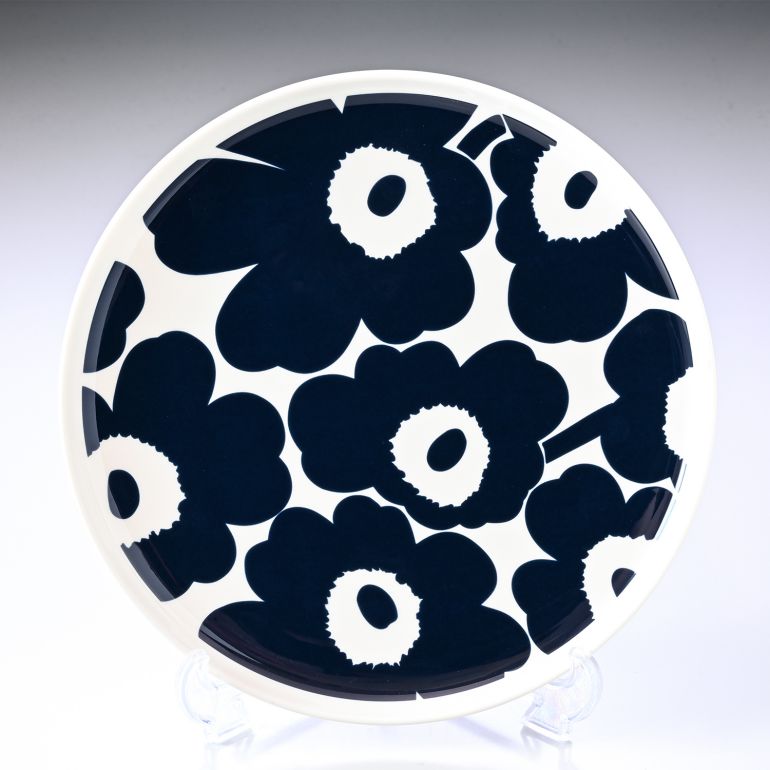 マリメッコ marimekko プレート 24cm UNIKKO ウニッコ ダークブルー×ホワイト 食器 皿 072278 150 名入れ可有料 北欧食器 洋食器【スペシャルラッピングB対応(別売り)】