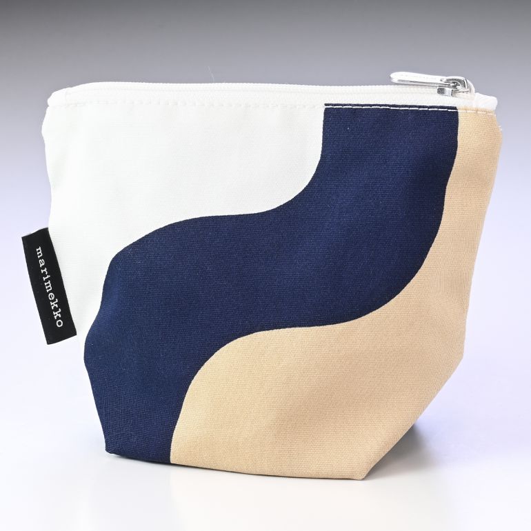 マリメッコ marimekko ポーチ Seireeni セイレーニ ベージュ×ダークブルー 072271 158 北欧雑貨 北欧デザイン