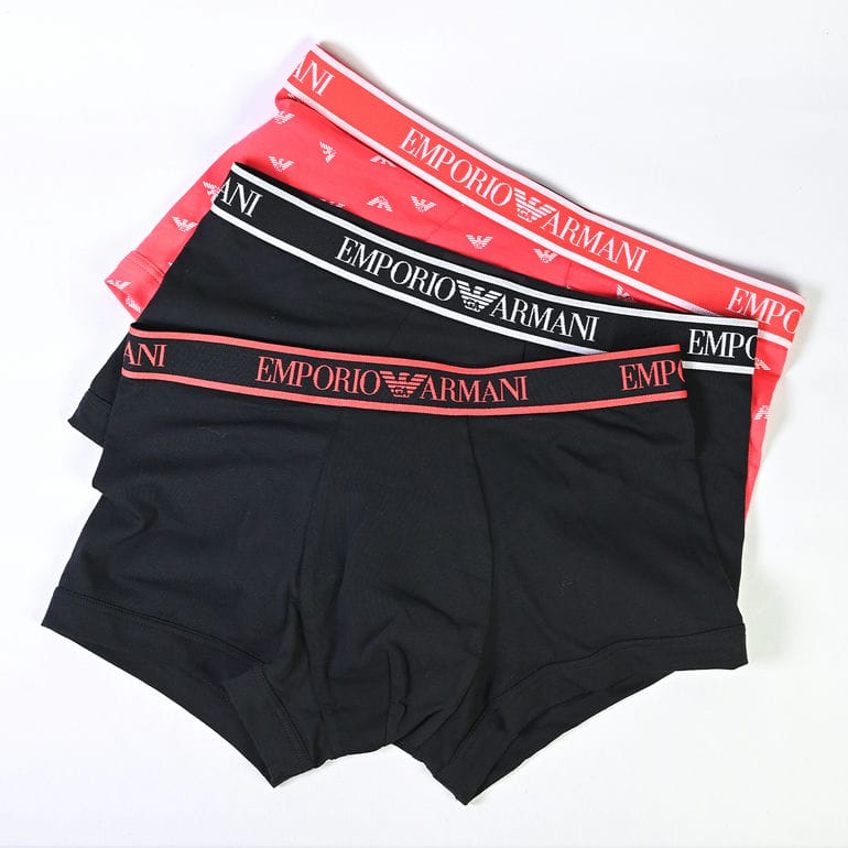 エンポリオ アルマーニ EMPORIO ARMANI 下着 アンダーウェア ボクサーパンツ メンズ 3パック ブラック レッド ブラック 111357 3R717 24221【スペシャルラッピング660円(別売り)】