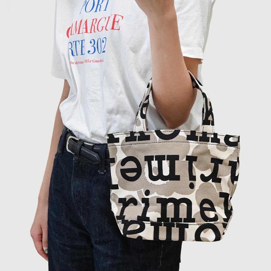 マリメッコ marimekko トートバッグ レディース Pieni Ahkera Unikko Logo  ベージュ×ブラック 091685 889 北欧雑貨 北欧デザイン