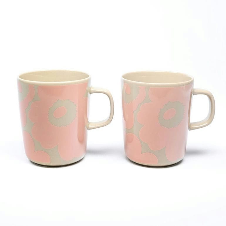 【名入れ可有料】マリメッコ marimekko マグカップ コップ 250ml ペア 2個セット Oiva Unikko ウニッコ ピーチ×ラテ 072581 830 北欧食器 洋食器【スペシャルラッピング660円(別売り)】