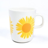 【名入れ可有料】マリメッコ marimekko マグカップ コップ 250ml Auringonkukka アウリンゴンクッカ ひまわり ホワイト×イエロー×オレンジ 072288 122 北欧食器 