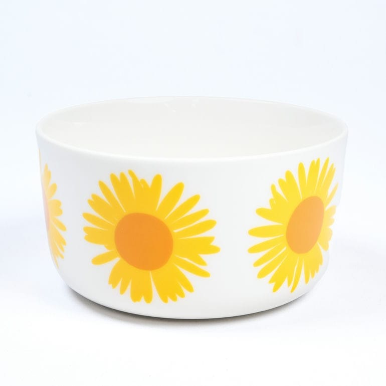 【名入れ可有料】マリメッコ marimekko ボウル 12.5cm 500ml 深鉢 Auringonkukka アウリンゴンクッカ ひまわり ホワイト×イエロー×オレンジ 072290 122 北欧食器 洋食器