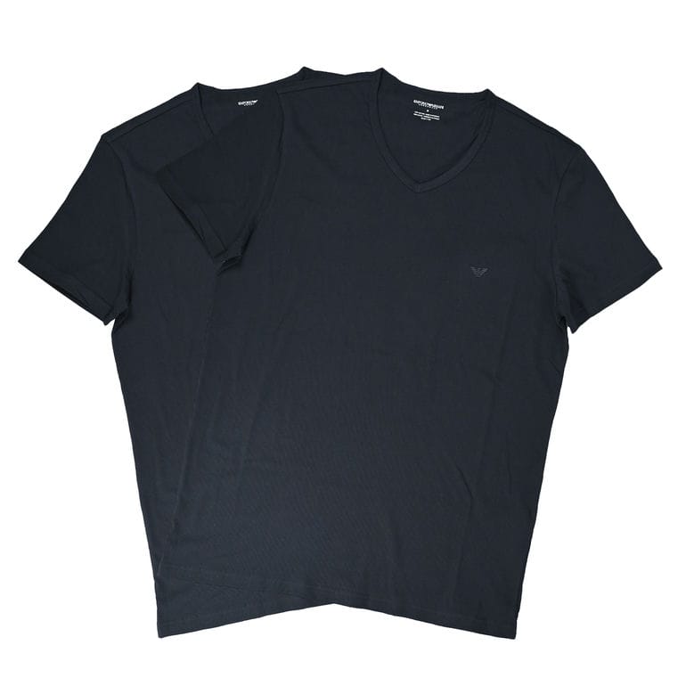 エンポリオ アルマーニ EMPORIO ARMANI Tシャツ カットソー メンズ アンダーウェア 半袖 Vネック 2枚セット ブラック 111648 CC722 07320