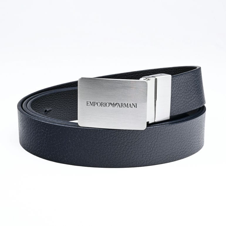 エンポリオ アルマーニ EMPORIO ARMANI ベルト 幅3cm ストリンガシステム対応 リバーシブル メンズ ダークネイビー ブラック Y4S563 Y737E 88017 レザー【スペシャルラッピング660円(別売り)】