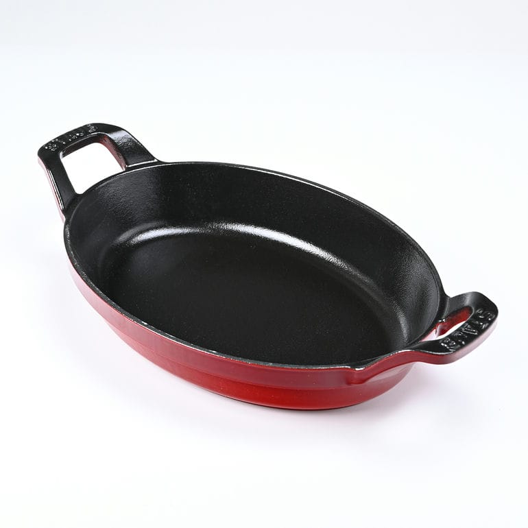 ストウブ staub オーバル フライパン スタッカブルディッシュ 21cm チェリー 1302106(1004253、40509-896-0) 洋食器 調理器具 ホーロー 鋳物 キッチン用品